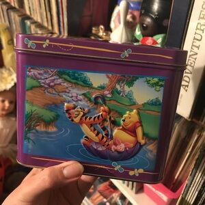 Vintage Winnie the P O O H musical tin with P I G L E T plush